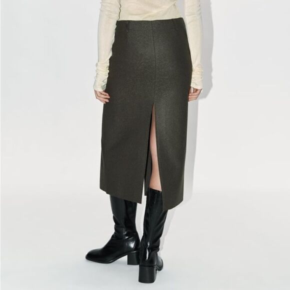 ZARA SLIT 100% WOOL SKIRT ZW COLLECTION - Picture 5 of 13